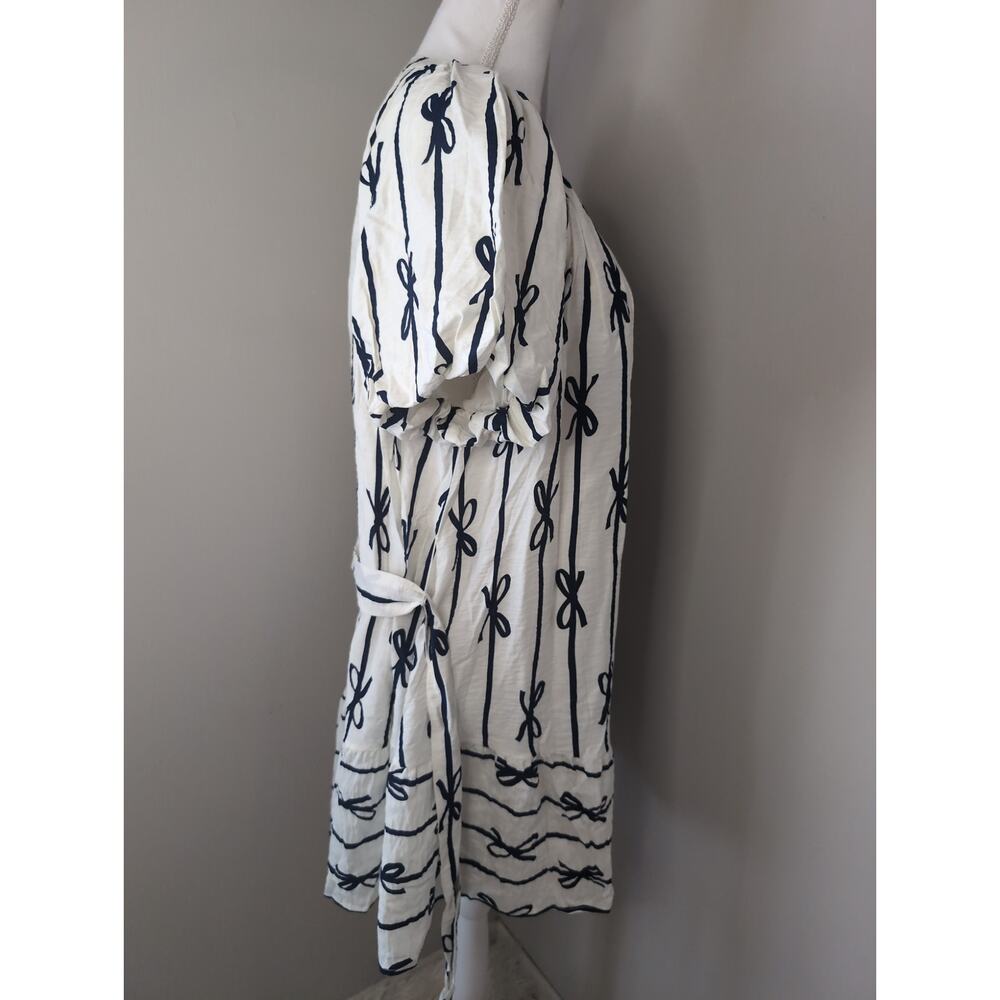 Umgee cottagecore bow print puff sleeve buttonfront dress lg - Picture 5 of 10